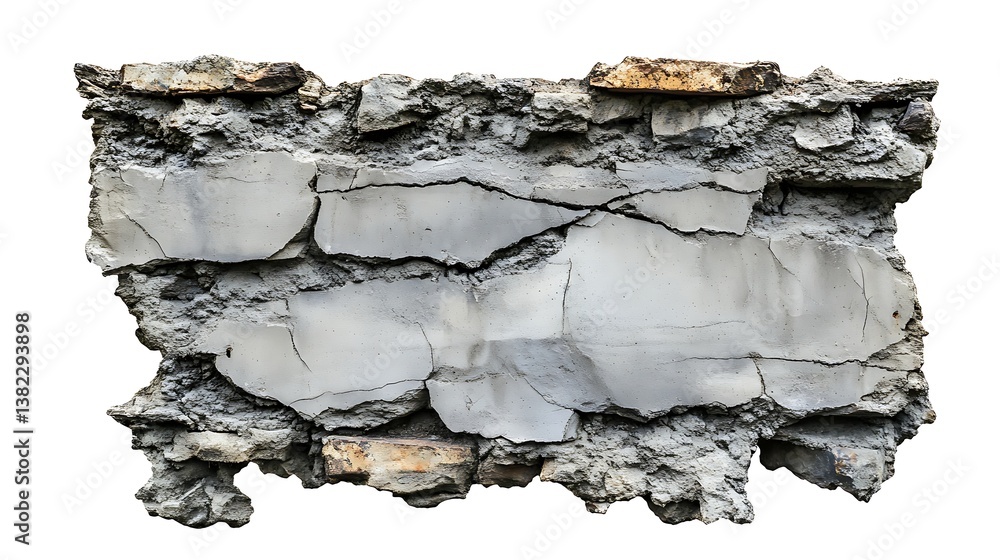 Poster fragmented foundation: a cross-section of a weathered foundation block, showcasing the rough texture