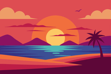 Obraz premium tropical beach with palm trees