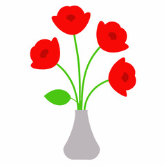 bouquet of red tulips in vase
