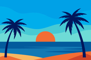 Obraz premium tropical beach with palm trees