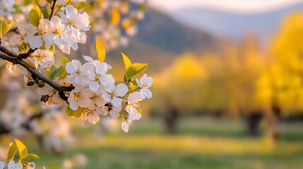 Obraz premium White Cherry Blossoms Autumn Background