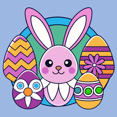 easter bunny with eggs