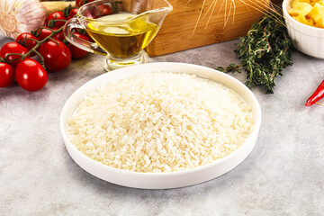 Dry Arborio rice for risotto