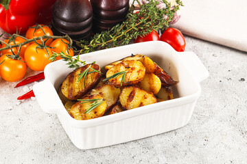 Grilled young small baby potato