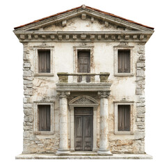 Obraz premium an old stone building with columns isolated on transparent background