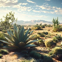 A Diverse Array of Resilient Xerophyte Plants in Their Natural Desert Habitat