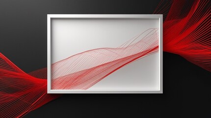 Create a striking image with a red and black background, intricate textures, and a crisp white frame, enhancing visual interest with raised borders and shadow effects.