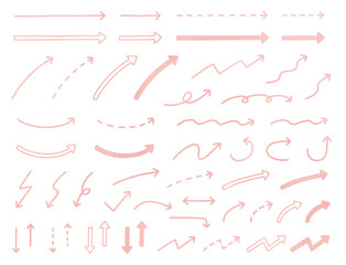 水彩風かわいい手描き矢印アイコンセット