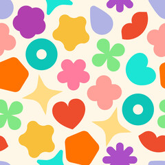 Colorful Geometric Shapes Seamless Pattern, Abstract geometric background, wrapping paper, fabric pattern, wallpaper vector illustration