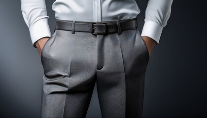 A pair of grey formal slack pants