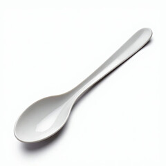 White Plastic Spoon Isolated on White Background