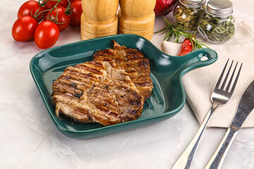 Grilled pork neck sirloin steak