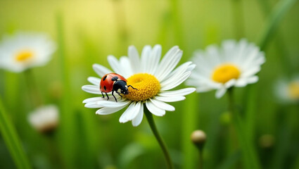 Obraz premium Ladybug's Springtime Haven – A Delicate Balance in Nature