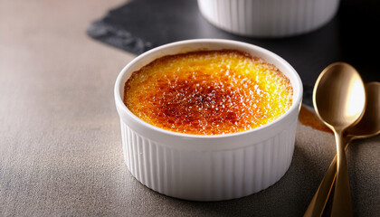 The Golden Crusted French Crème Brûlée, Drizzled with a Rich Caramel Glaze