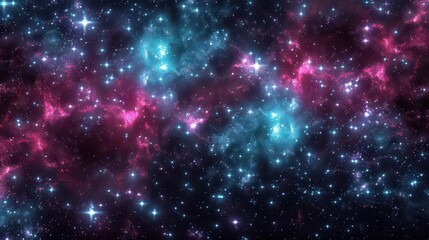 Obraz premium A vibrant cosmic scene showcasing stars, nebulae, and interstellar clouds in deep space.