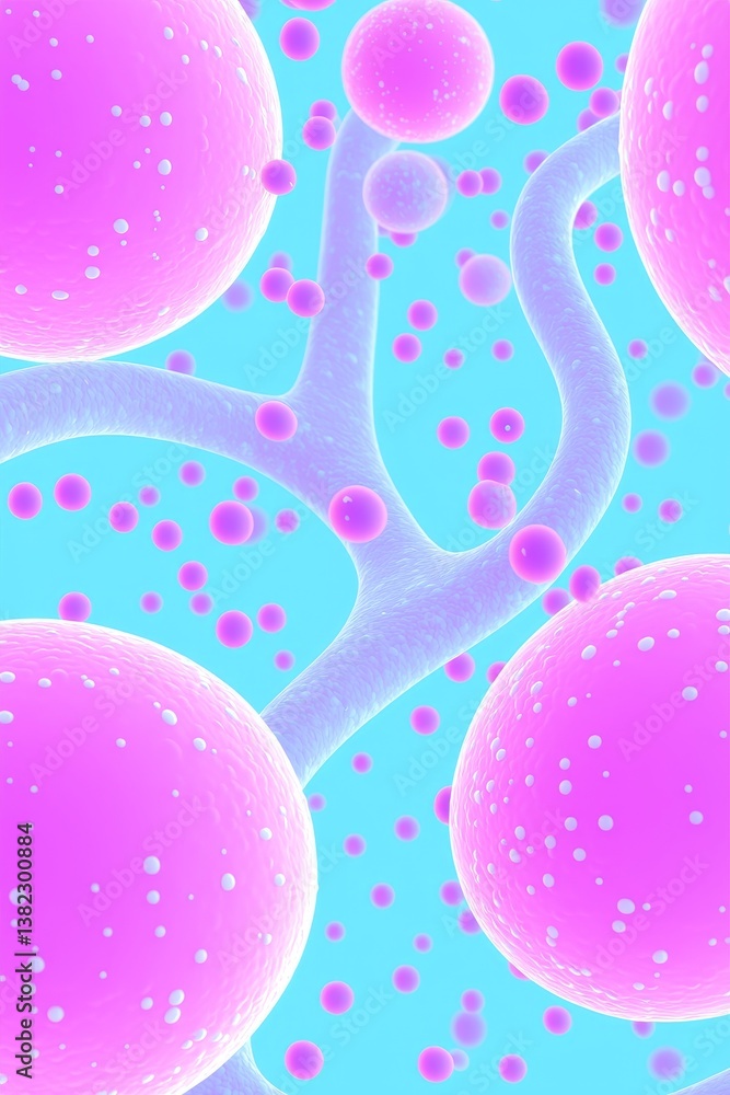 Aufkleber abstract image of colorful cells and particles, showcasing a vibrant microscopic view with shades of