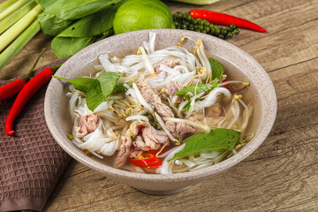 Vietnamese Pho Bo soup with beef