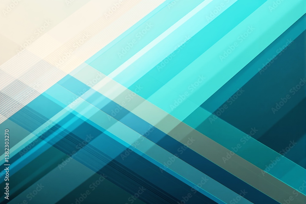 Poster abstract geometric background with overlapping diagonal light blue and teal stripes.