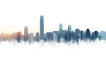 Obraz premium dense city skyline, Generative AI