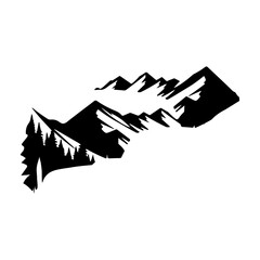 Mountain road, many mountains silhouette vector file.