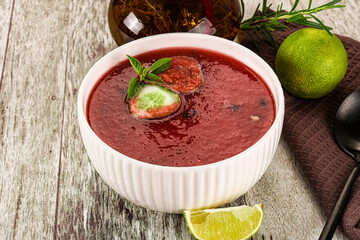 Sweet watermelon gazpacho with cucmber