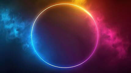 Obraz premium A vibrant circular design with colorful gradients and smoke effects, ideal for backgrounds.