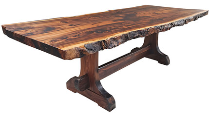 A large wooden table with a wooden frame