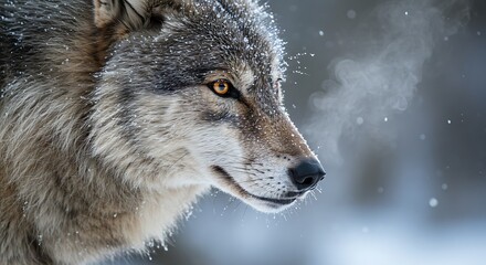Obraz premium Majestic Gray Wolf in Winter Snowscape