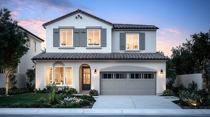 Fototapeta premium Close Up of a Gorgeous Two Story Home with Garage and Windows