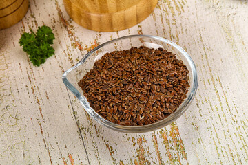 Brown flax seeds in the bowl