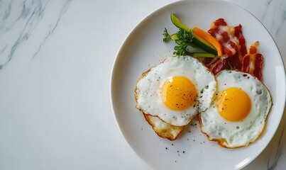 American breakfast on a white table, Generative AI