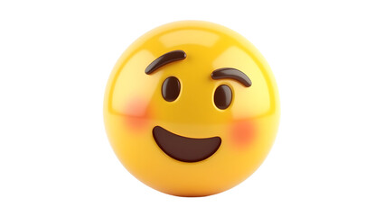 Happy Emoji with Red Cheeks and Googly Eyes on Transparent Background