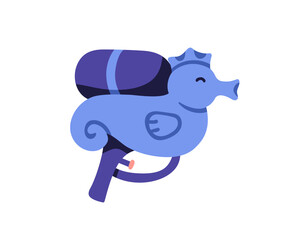 Water gun, plastic toy in seahorse shape. Fake pistol, kids watergun for funny play. Shooting spraying squirting weapon, summer fight game. Flat vector illustration isolated on white background