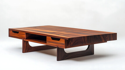 A wooden coffee table with two drawers