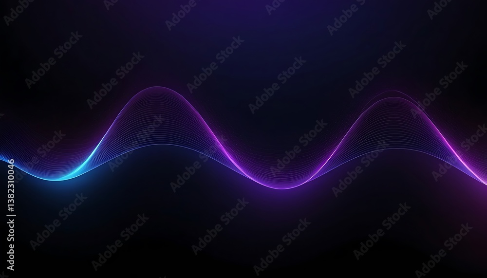 Canvas Prints dark abstract background with glowing wave. blue purple wave line light gradient dark background. ab
