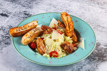 Caesar salad with roasted chicken