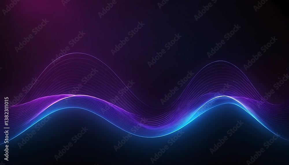 Canvas Prints dark abstract background with glowing wave. blue purple wave line light gradient dark background. ab