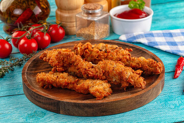 Golden crispy fried chicken strips