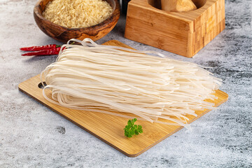 Raw dry pho noodles for cooking
