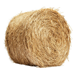 Dry hay bale isolated on transparent background