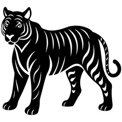 A tiger silhouette vector illustration on white background