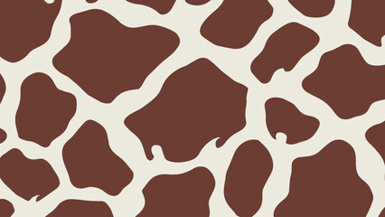 Abstract brown cow spots or cow print pattern vector. Hand drawn design. Farm animal print