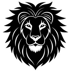 Obraz premium A lion face silhouette vector illustration on white background