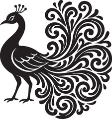ornament, silhouette, bird, element, illustration, decoration, clip art, feather, peacock, tattoo