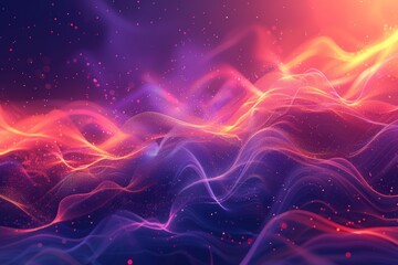 Abstract vibrant waves of light, dynamic particles in space