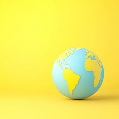 Minimalist textured Earth globe showing Americas on bright yellow surface