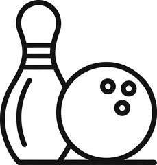 bowling pins and ball outline icon 