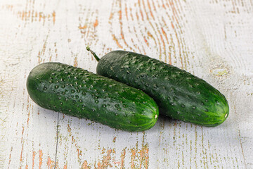 Ripe green raw two cucumbers
