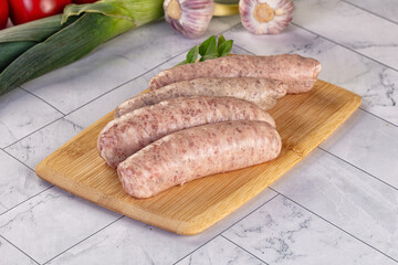 Raw pork sausages for grill