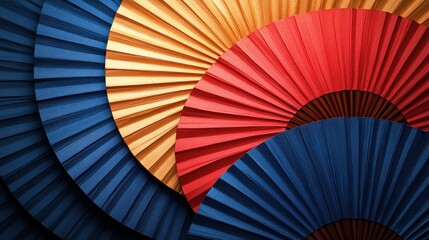 Colorful layered paper fans